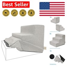 Removable Foam Ramp Cover for Pets - Stylish 3-Step Stairs - Machine Washable