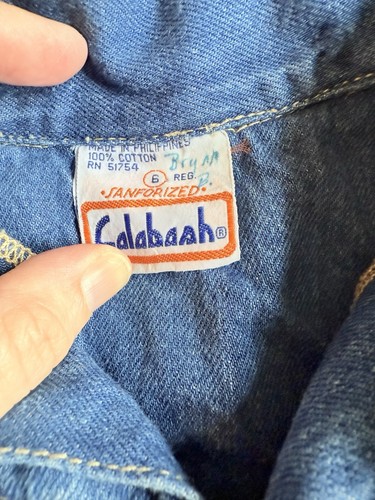 1970s Vintage CALABASH Boys Denim Jean Jacket Size 6 Made - Picture 5 of 10