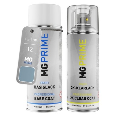 Autolack 2K Spraydosen Set für LDV 1Z Mica Blue Metallic Basislack 2K Klarlack