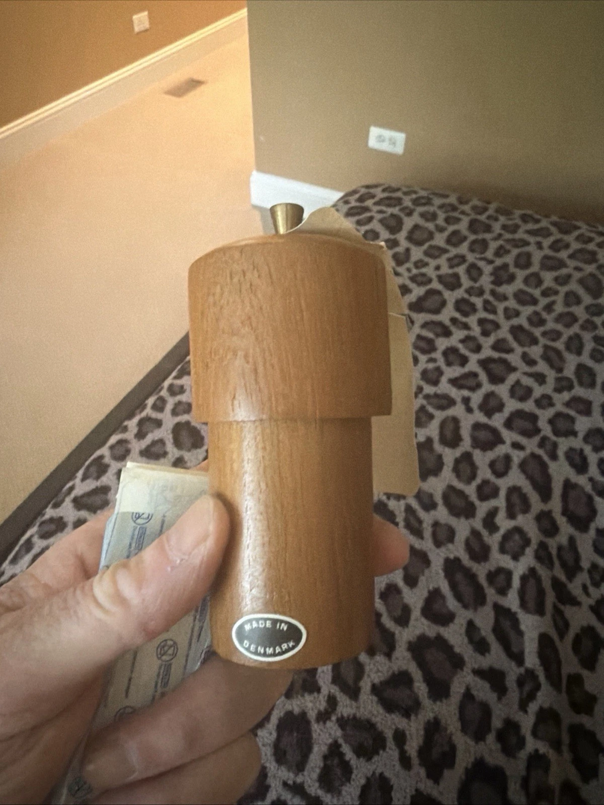 Swedish Pepper Mill Grinder w/Turning Knob Wooden 4.25" MCM Modern Vintage