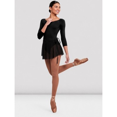 Bloch Jaye Mesh Ballet Dance Skirt Black Tie Waist High-Low Size M L