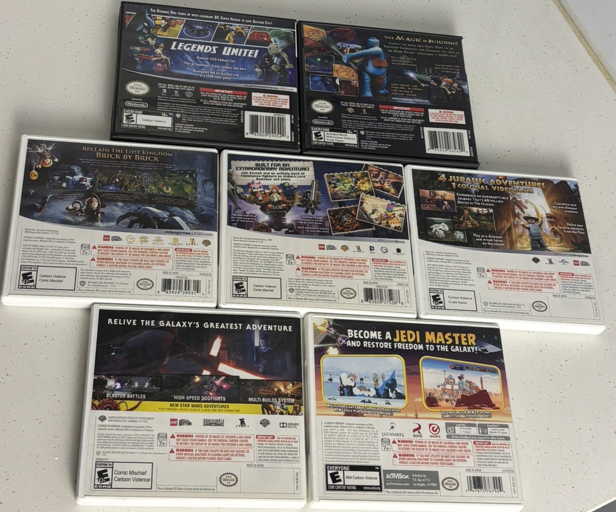 Lot of 7) 5 Nintendo 3DS Games/2 DS GAMES- 6 LEGO GAMES & ANGRY