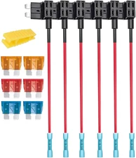 6Pcs 12V 24V Standard Add-A-Circuit Fuse Tap with Heat Shrink Terminals, ATS Med
