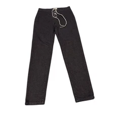 Labijou Dark Wash Pants with Rhinestone Drawstring Straight Leg Size Large