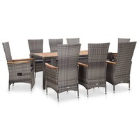 Vidaxl 9-Teiliges GartenmöBelset Aus Poly-Rattan Mit Kissen, Grau