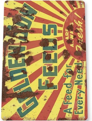 GOLDEN SUN FEEDS TIN SIGN A FEED FOR EVERY NEED FARM COUNTRY CORN ADVERTISING