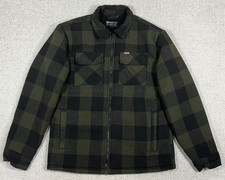 Matix Jacket Sherpa Lined Men's M Green Black Plaid Full Zip Pockets Wool Blend