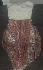 rue21 Bohemian Sundress Sweetheart Strapless Paisley Short Dress White Red M