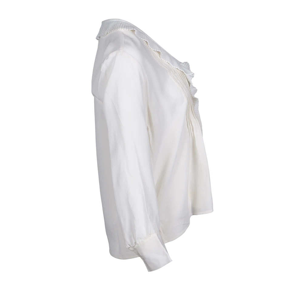 Sandro Paris Women's Blouse Size 1 / S V-Neck Ruffles Silk Blouse SFPTO00227 - Image 3 of 4