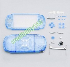 "PSP 3000 Clear Blue Full Housing Shell Case Protective"