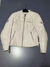 Icon Moto Leathers Bombshell White Leather Women's Motorcycle Jacket Sz Small