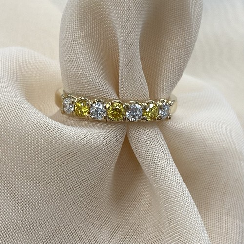 Bracelet de mariage diamant cultivé en laboratoire blanc jaune alterné 0,50 ct 14 carats 7 pierres - Photo 7 sur 12