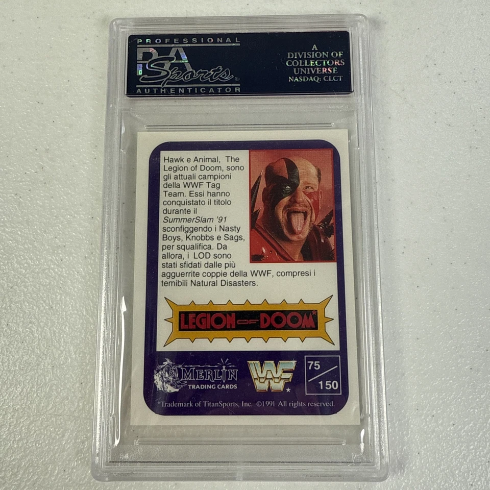 1991 Merlin WWF Legion of Doom Road Warriors #75 PSA 9 Italian Wrestling Card - Image 4 of 4