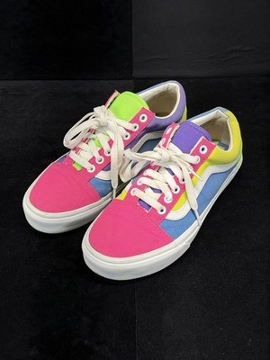 Vans Old Skool Shoes Mens Size 6.5 Womens 8 Neon Multi Color Skate Sneakers
