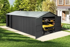 12x20 FT Outdoor Metal Garage Shed Carport Car Shelter w/ Lockable Doors for Car