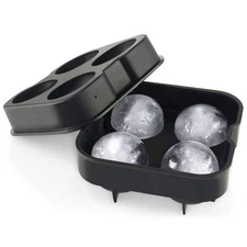 Cocktail Whiskey Ice Ball Maker Ice Cube Tray 4 Large Silicone Ice Molds Maker K