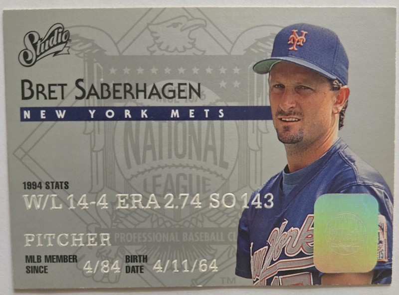 Bret Saberhagen Donruss Studio #99 - New York Mets - With Authorized Signature