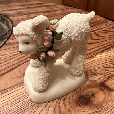 Dept 56 2004 Standing Lamb Easter Pink Roses Porcelain Retired