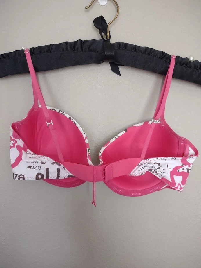 Sujetador push up acolchado estampado Josie Natori vintage Fuscia Espresso y blanco talla 34B Foto 2 de 4