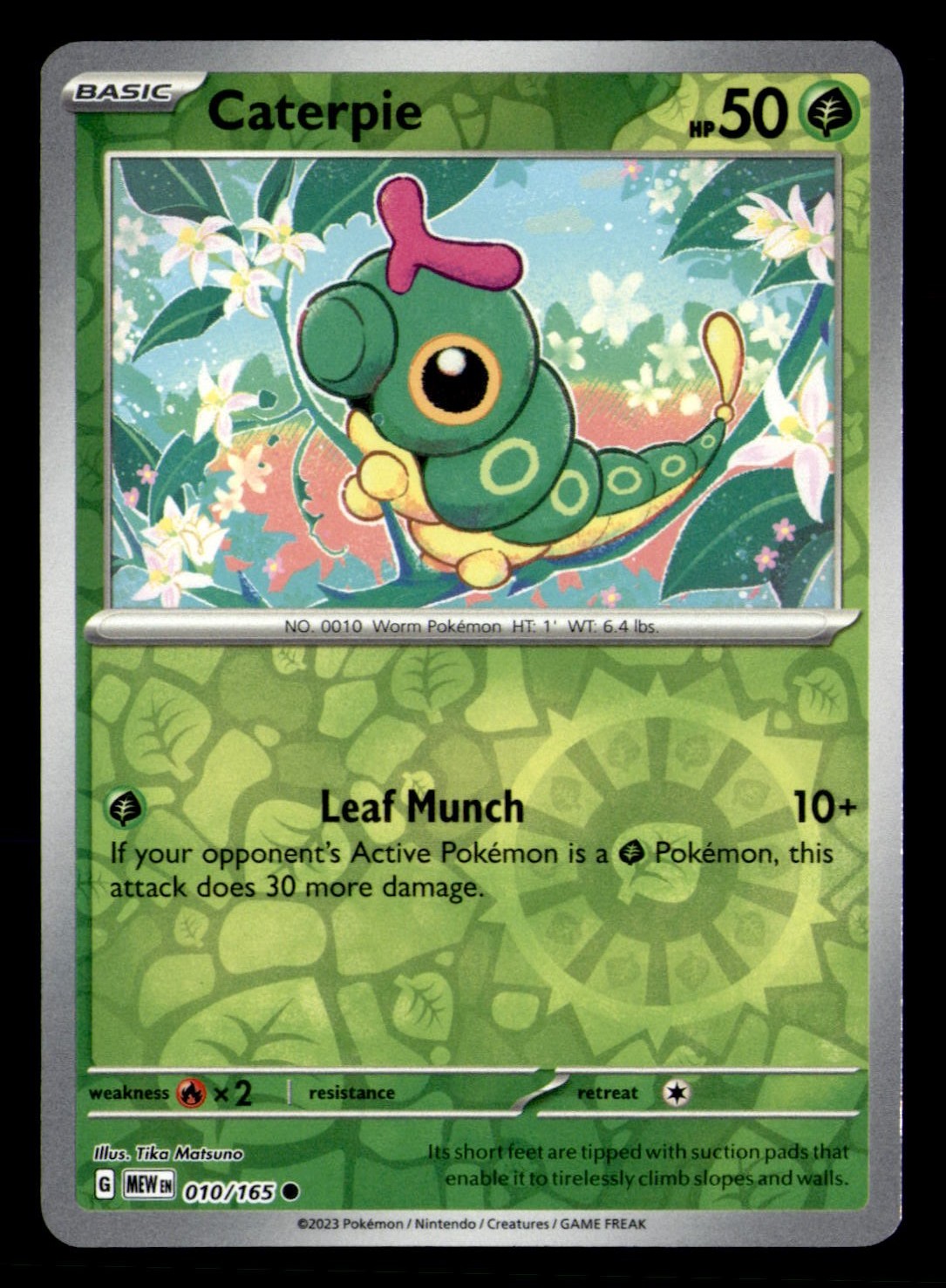 Caterpie 010/165 Common 151 Pokemon Reverse Holo Near Mint