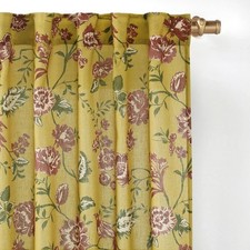 Floral Farmhouse Curtains 52"W x 63"L Pack of 2 , Mustard Yellow
