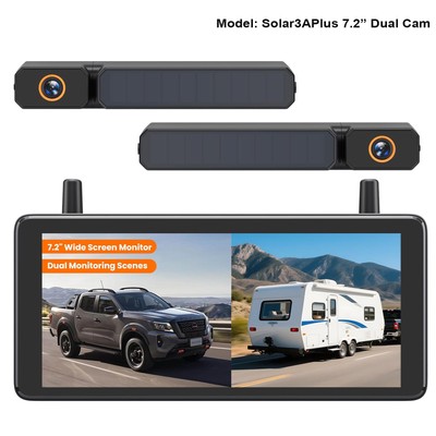 AUTO-VOX 7.2'' 1080P DVR Solar Wireless Backup Camera System & 2 Channels Cameras