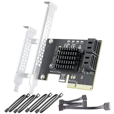 4-Port SATA Expansion Card PCIe 3.0 x4 to 6Gbps SATA Adapter Support Boot