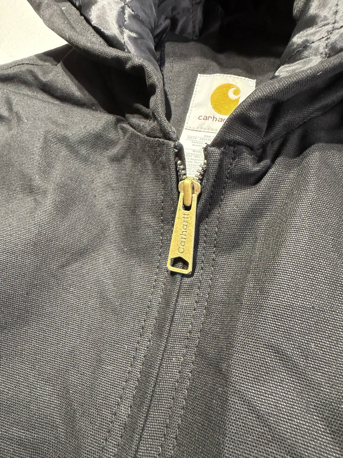 Carhartt Black Canvas Zip Up Workwear Quilted Lined Jacket Small Reworked image 6
