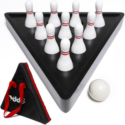 Shuffleboard Bowling Pin Set with 10 Pcs Premium Hardwood Bowling Pins Durabel T