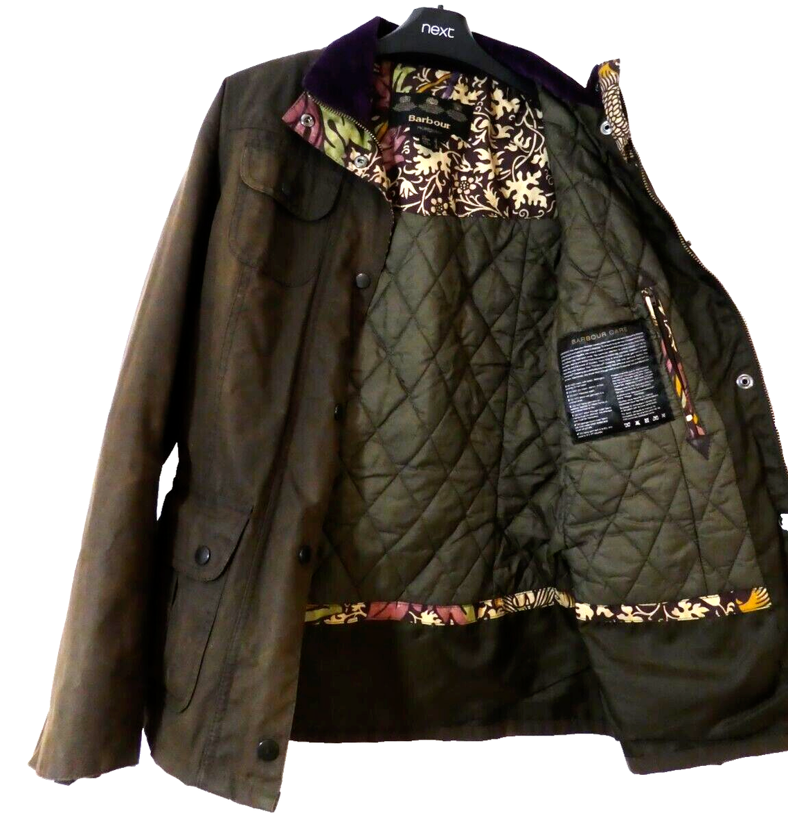 BARBOUR Morris Co Country Floral Brown Distressed Waxed Jacket