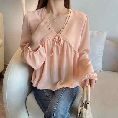 Chemisier Femme Rose Pâle - Taille 2XL - Manches Longues - Polyester - Neuf Sans étiquettes