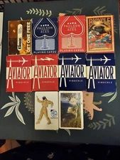 Set 10 Open Vintage Playing Cards  Aviator Decks Jerry Nugget Corner Cut Intel