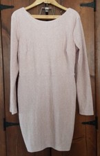 Fashion Nova Stretch Bodycon Dress Pink Gold Glitter Size XL Criss Cross Back 