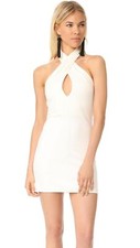 Amanda Uprichard 155853 Women's Mini Dress Halter Sleeveless Petite Ivory Sz. P