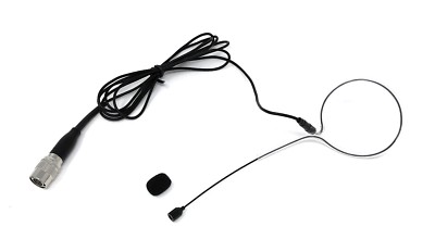 Single Earhook Headset Mic w/ 4 pin mini XLR for Audio Technica Wireless Black