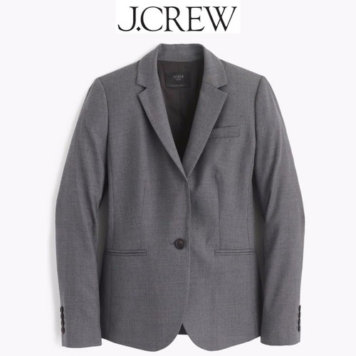 J. CREW Bi-Stretch Italian Wool Gray Blazer Tailored Career Preppy Formal Luxury