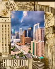Houston Texas Laser Engraved Wood Picture Frame Portrait (8 x 10)