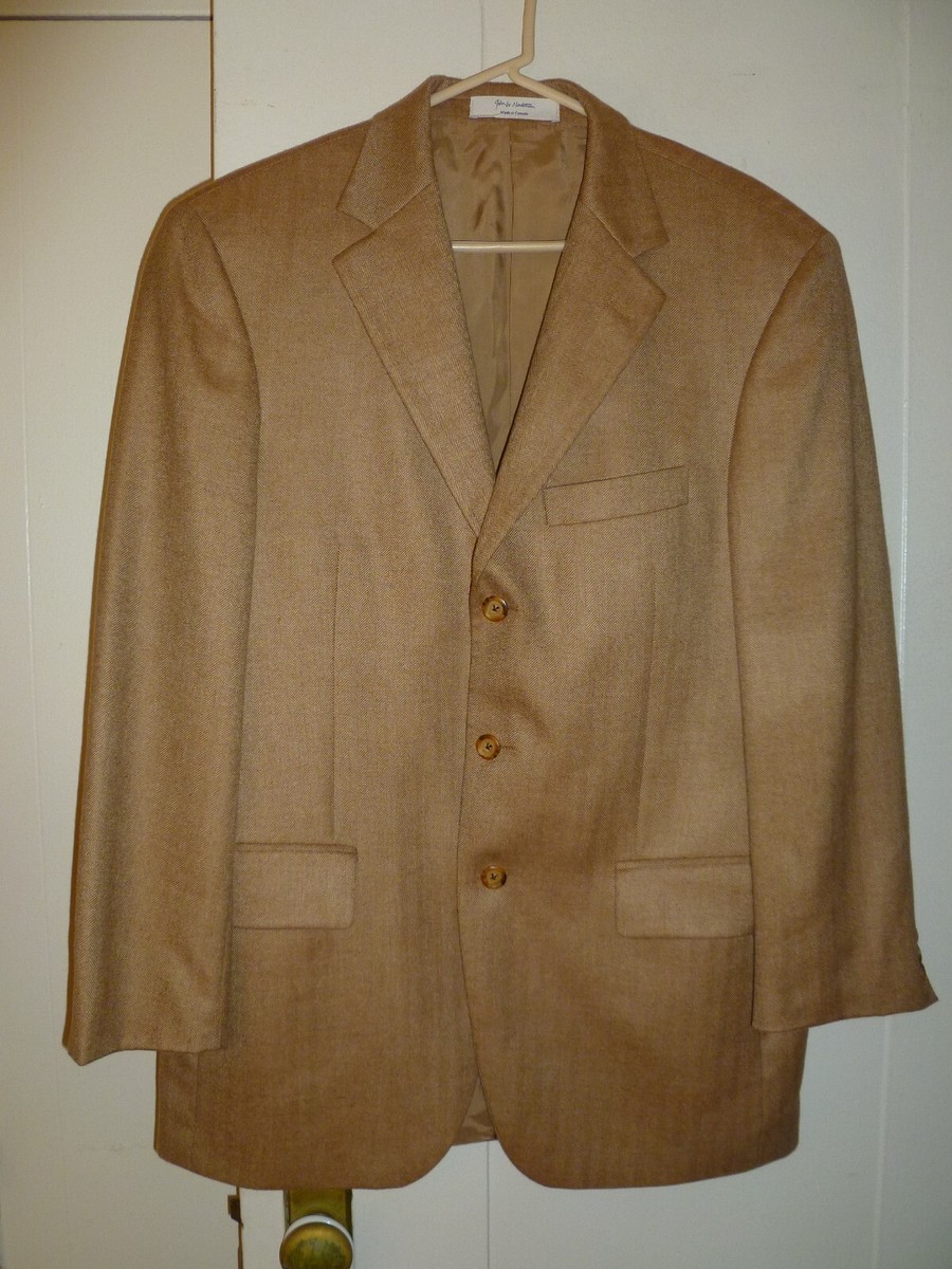 John W. Nordstrom Loro Piana 100% Cashmere Gold Herringbone Blazer