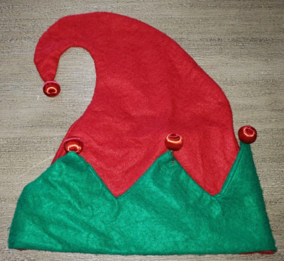 men women CHRISTMAS ELF SANTA HAT balls red green 1 size fits most