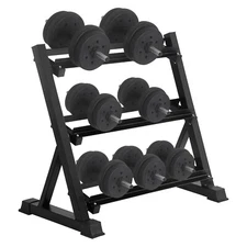 Dumbbell Rack 3 Tier Solid Steel Weight Rack Holder 1000lbs Capacity Quick,Black