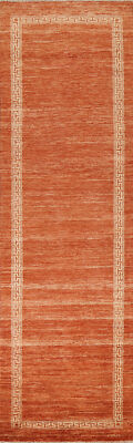 Versatile Gabbeh Kashkoli OrangeWool Modern Runner Rug 2x9 Ideal for Hallway ft