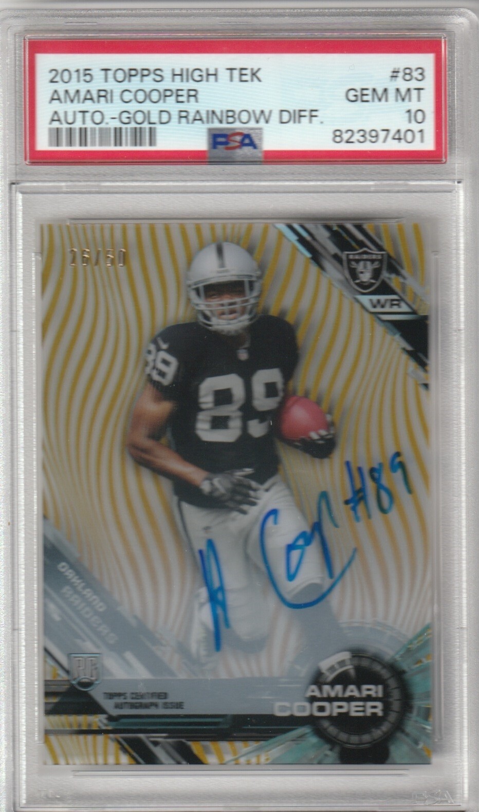 Amari Cooper Topps High Tek #83 Autograph-Gold Rainbow Diffractor