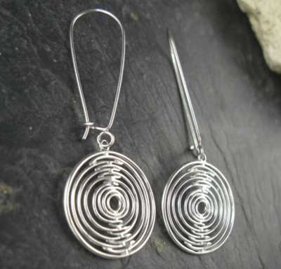 Rhodium Plated Spiral 925 Sterling Silver Earrings