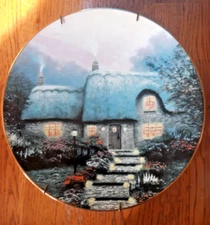 1991 Bradex Thomas Kincade 8 1/2 inch Wall Plate Candlelit Cottage