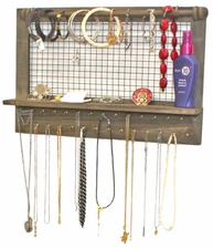 Jewelry Organizer Hanger Wooden Rack Holder for Earrings, Necklaces, Bracelet