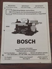 Bosch Table Saw 4000 Opperating Manual