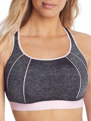 Pour Moi GREY/PINK Energy Padded Cross Back Sports Bra, US 34H, UK 34FF ...