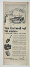 Vintage 1950s Ford Winter Preparation Ad Spark Plugs Oil Filters Winter Snow