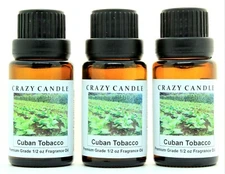 3 Cuban Tobacco 1/2oz Premium Grade Scented Fragrance Oil Crazy Candles
