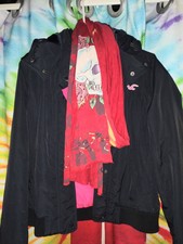 Hollister California All Weather Jacket Size Large Navy Hooded Pockets